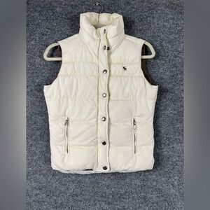 Abercrombie & Fitch Puffer Vest Women Small White Y2K Down Filling School Preppy